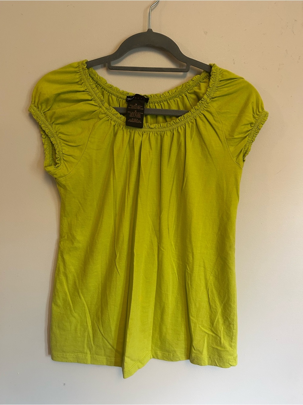 Grace Elements Lime Short Sleeve Gathered Neck Tee